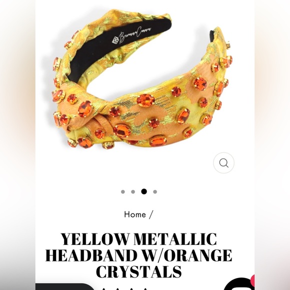 Brianna Cannon yellow metallic headband with Amber/ gold crystals - NWT comfy - Picture 8 of 8
